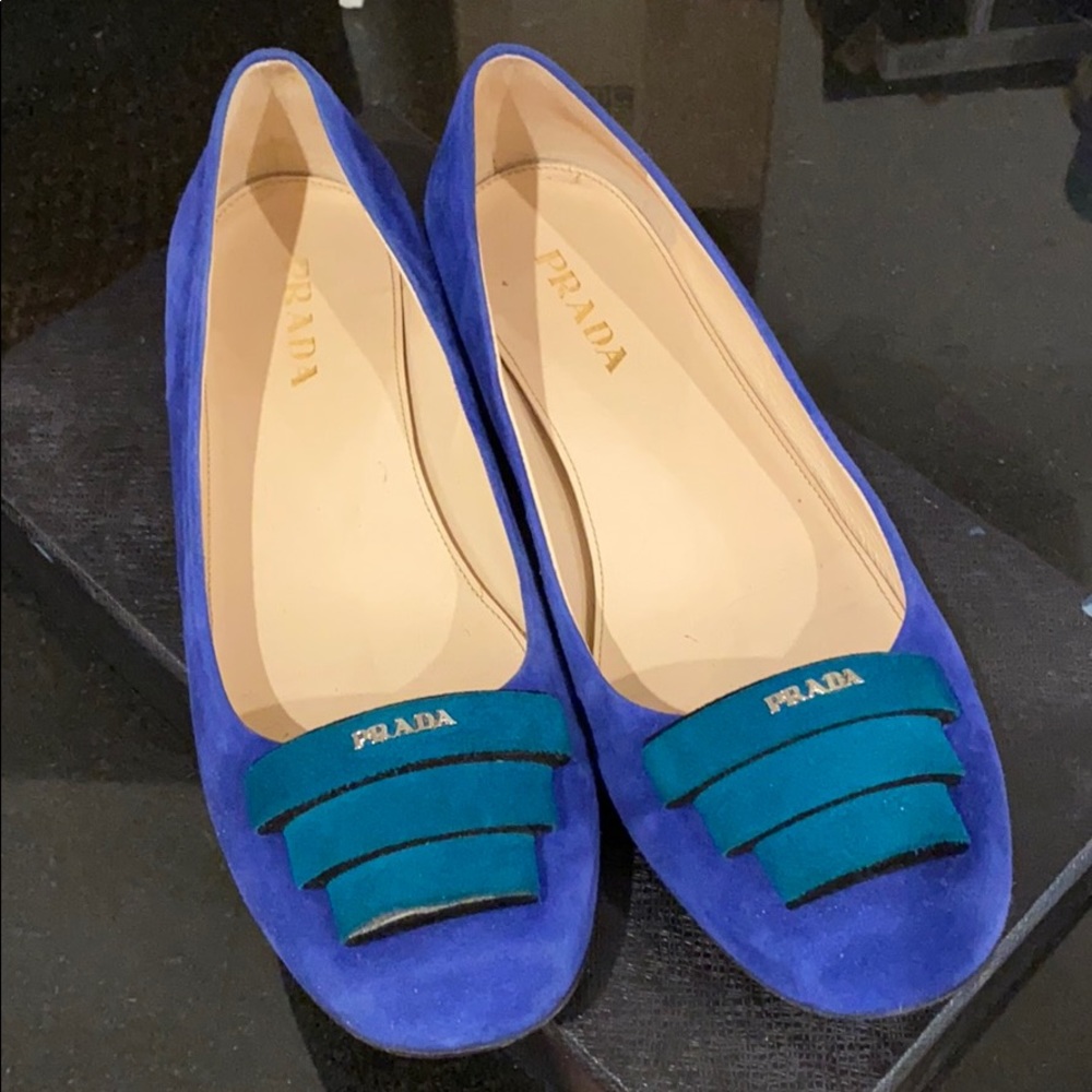 Prada blue suede loafer
